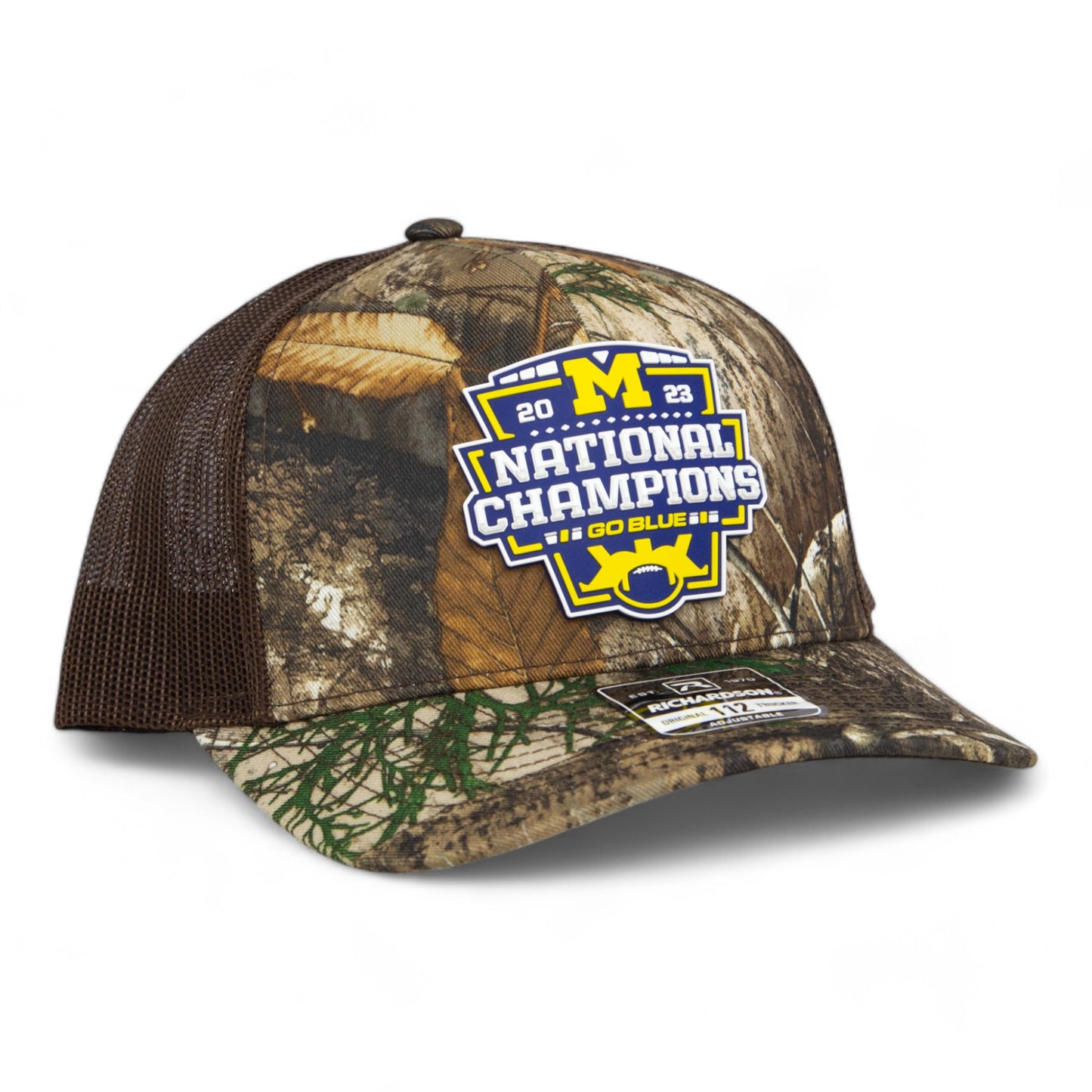 Michigan Wolverines College Football National Champions 3D Snapback Trucker Hat- Realtree Edge/ Brown