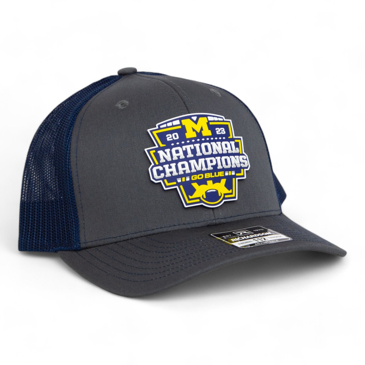 Michigan Wolverines College Football National Champions 3D Snapback Trucker Hat- Charcoal/ Navy
