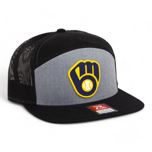 Milwaukee Brewers 3D Snapback Seven-Panel Flat Bill Trucker Hat- Heather Grey/ Black