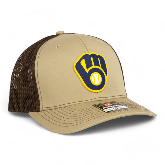 Milwaukee Brewers 3D Snapback Trucker Hat- Tan/ Coffee