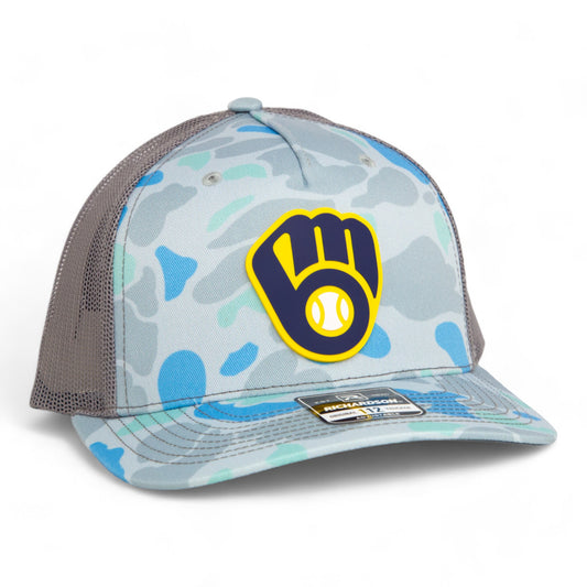 Milwaukee Brewers 3D Snapback Trucker Hat- Saltwater Duck Camo/ Charcoal
