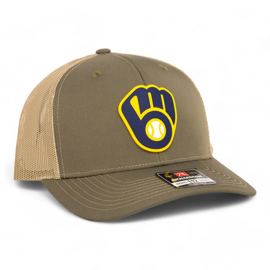Milwaukee Brewers 3D Snapback Trucker Hat- Loden/ Tan