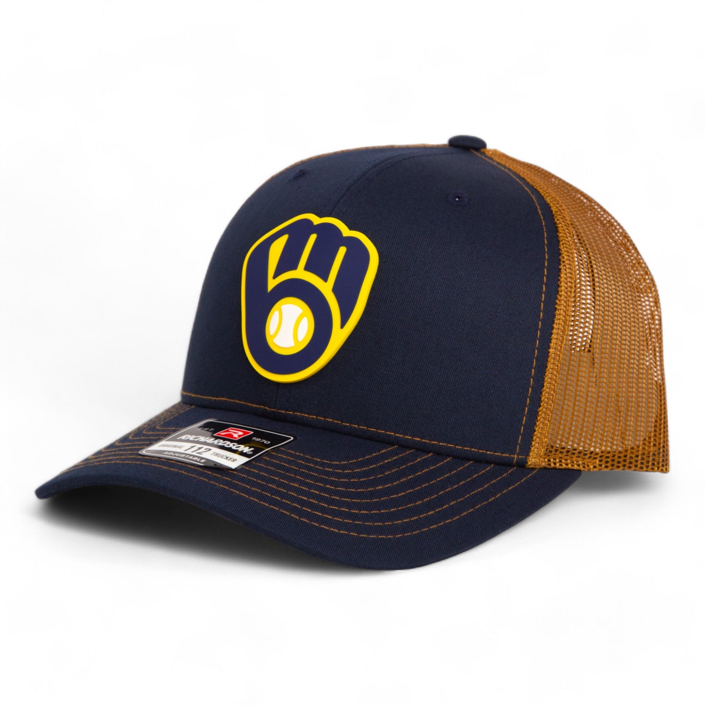 Milwaukee Brewers 3D Snapback Trucker Hat- Navy/ Caramel