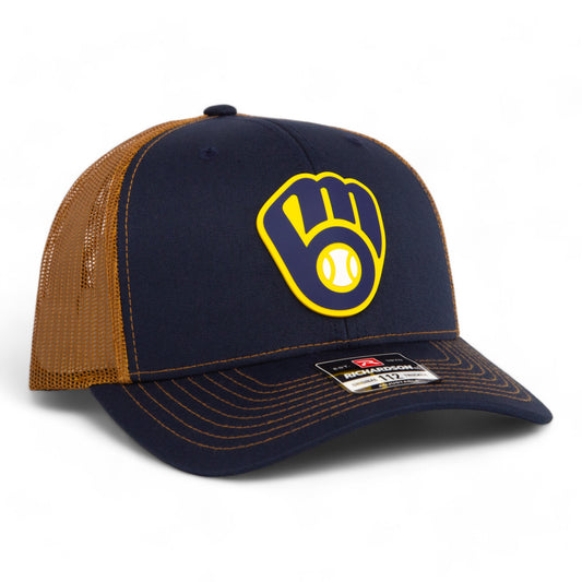 Milwaukee Brewers 3D Snapback Trucker Hat- Navy/ Caramel