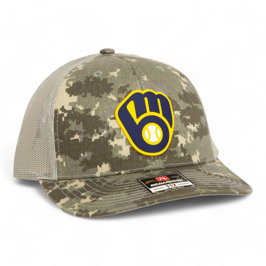 Milwaukee Brewers 3D Snapback Trucker Hat- Military Digital Camo