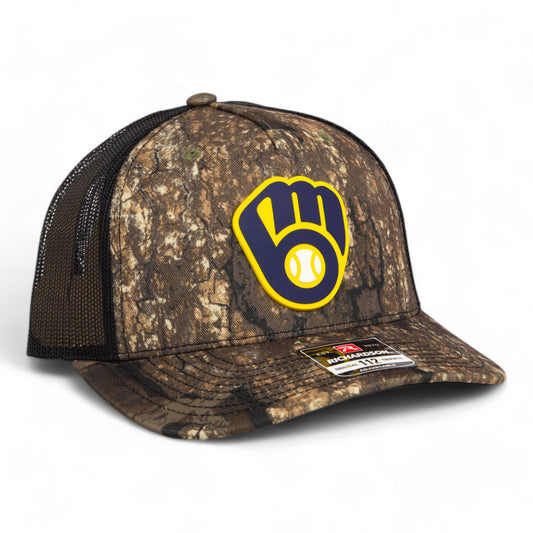 Milwaukee Brewers 3D Snapback Trucker Hat- Realtree Timber/ Black
