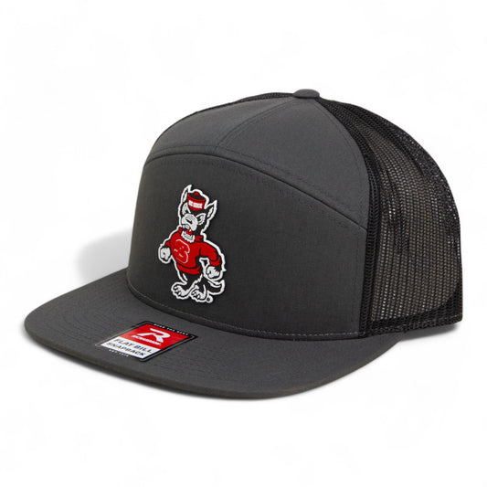NC State Wolfpack Strutting Wolf 3D Snapback Seven-Panel Flat Bill Trucker Hat- Charcoal/ Black