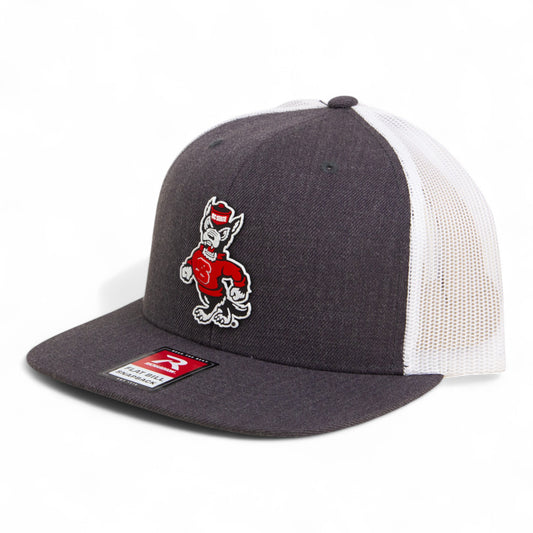 NC State Wolfpack Strutting Wolf 3D Wool Blend Flat Bill Hat- Heather Charcoal/ White