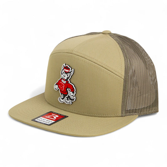 NC State Wolfpack Strutting Wolf 3D Snapback Seven-Panel Flat Bill Trucker Hat- Pale Loden