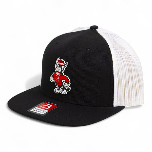 NC State Wolfpack Strutting Wolf 3D Wool Blend Flat Bill Hat- Black/ White