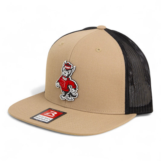 NC State Wolfpack Strutting Wolf 3D Wool Blend Flat Bill Hat- Tan/ Black
