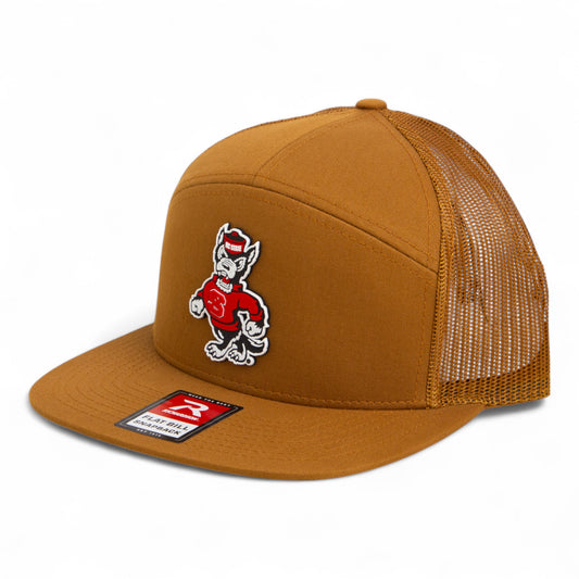 NC State Wolfpack Strutting Wolf 3D Snapback Seven-Panel Flat Bill Trucker Hat- Caramel