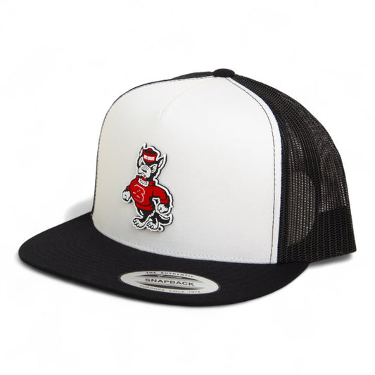 NC State Wolfpack Strutting Wolf 3D YP Snapback Flat Bill Trucker Hat- White/ Black