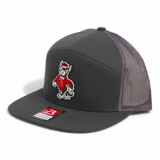 NC State Wolfpack Strutting Wolf 3D Snapback Seven-Panel Flat Bill Trucker Hat- Charcoal