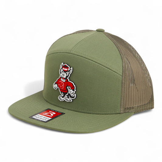 NC State Wolfpack Strutting Wolf 3D Snapback Seven-Panel Flat Bill Trucker Hat- Loden Green