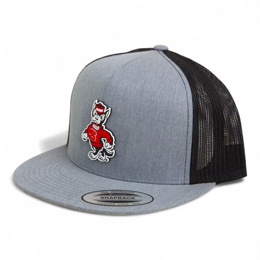 NC State Wolfpack Strutting Wolf 3D YP Snapback Flat Bill Trucker Hat- Heather Grey/ Black
