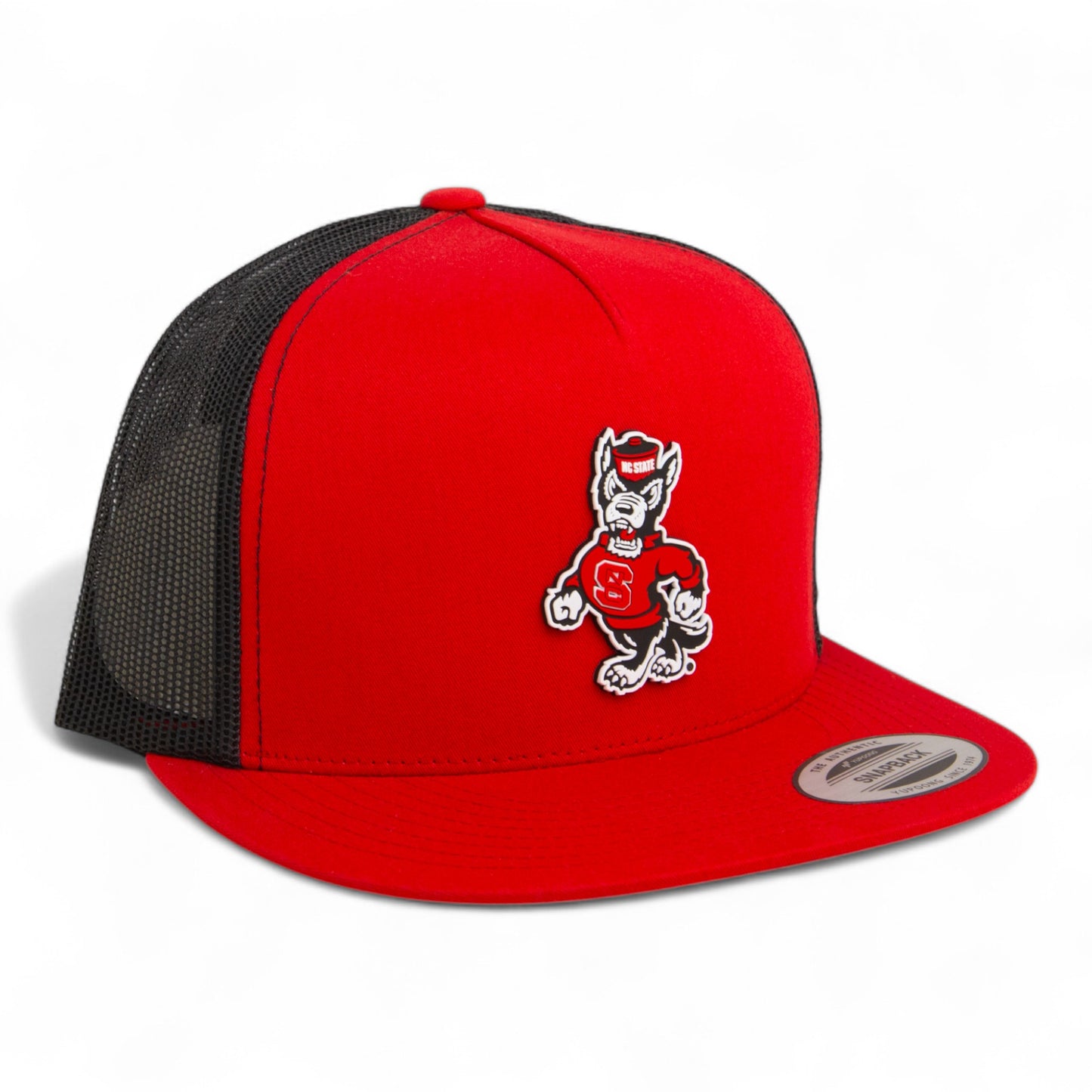 NC State Wolfpack Strutting Wolf 3D YP Snapback Flat Bill Trucker Hat- Red/ Black