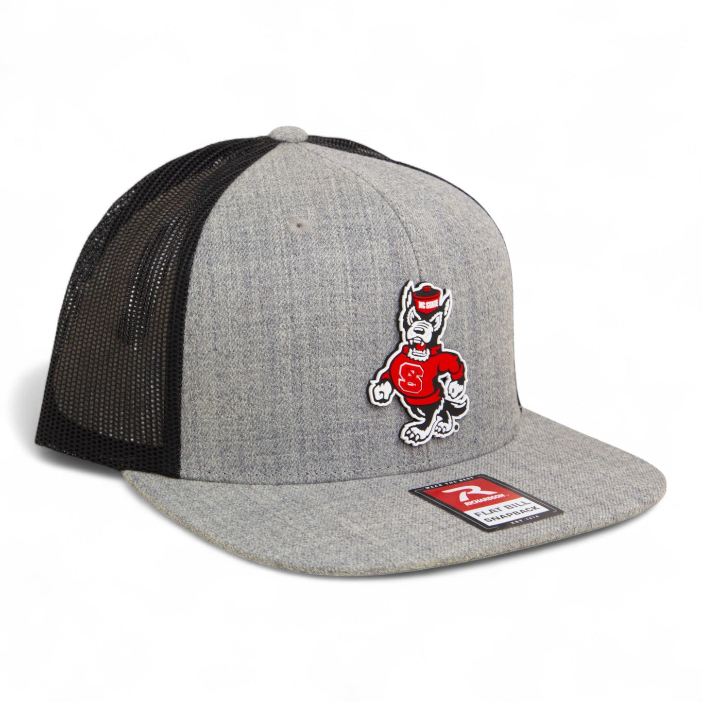 NC State Wolfpack Strutting Wolf 3D Wool Blend Flat Bill Hat- Heather Grey/ Black