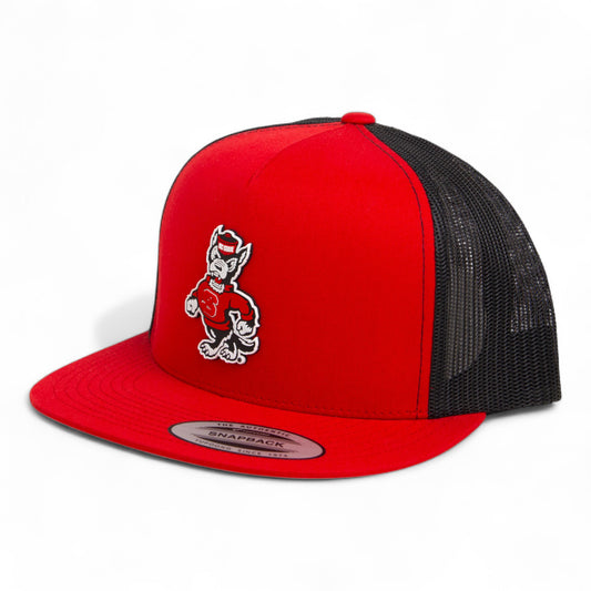 NC State Wolfpack Strutting Wolf 3D YP Snapback Flat Bill Trucker Hat- Red/ Black