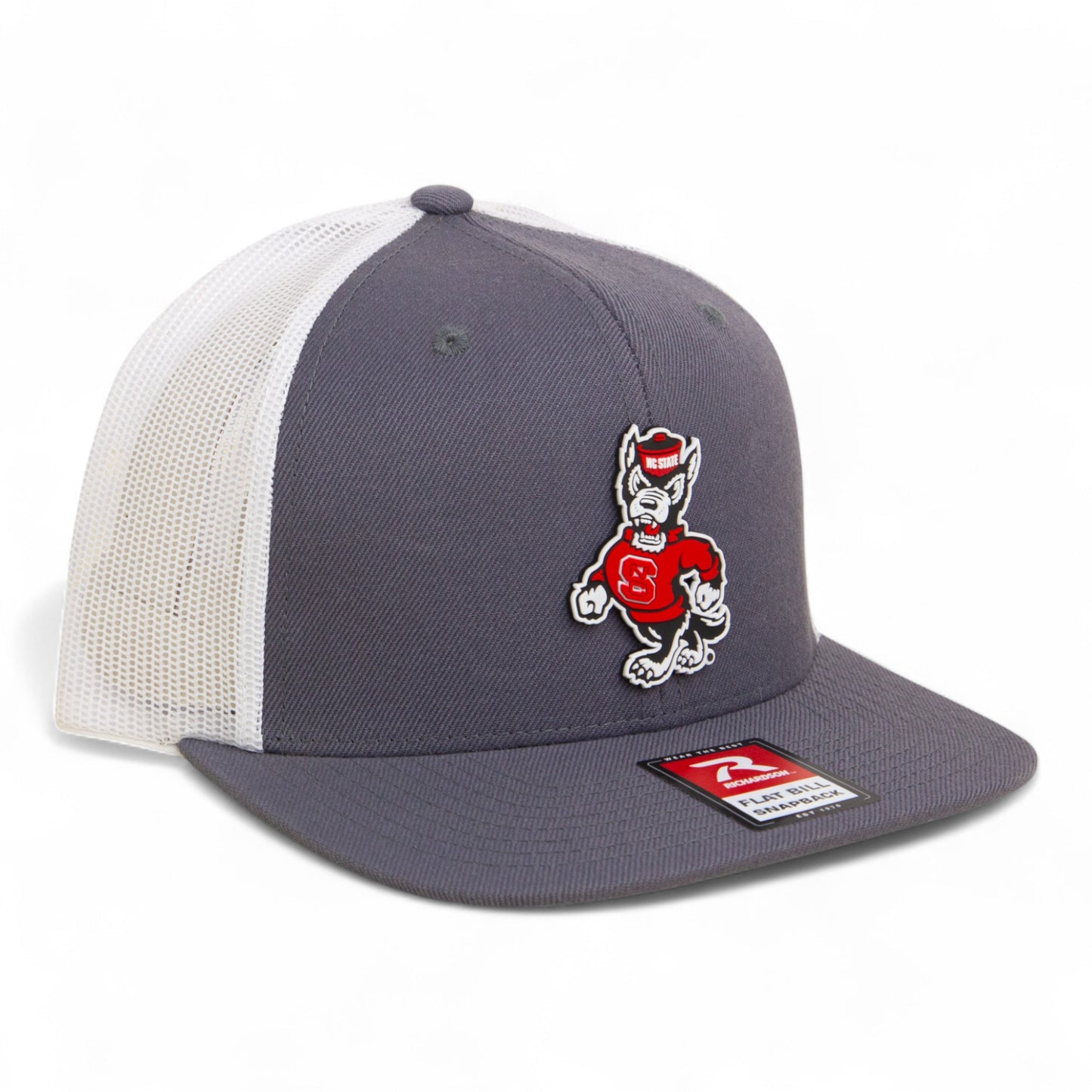 NC State Wolfpack Strutting Wolf 3D Wool Blend Flat Bill Hat- Charcoal/ White