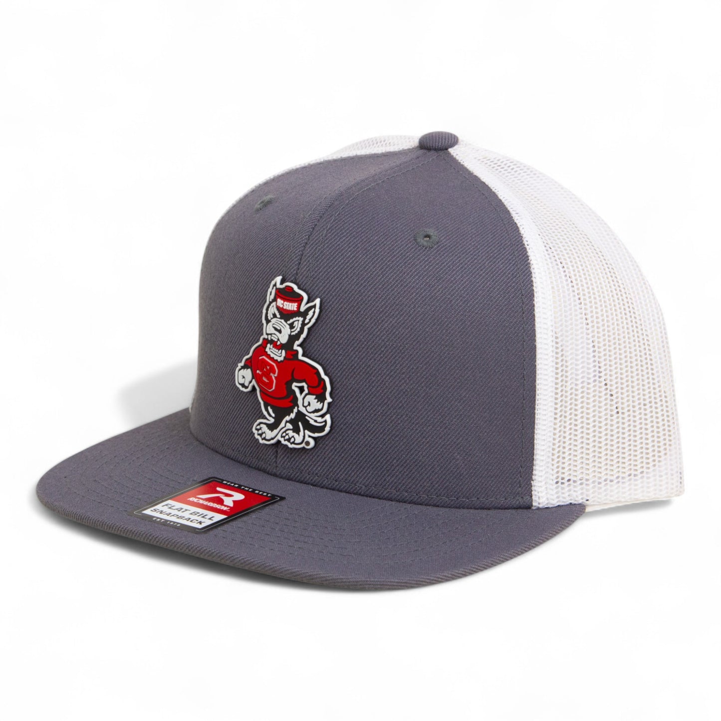 NC State Wolfpack Strutting Wolf 3D Wool Blend Flat Bill Hat- Charcoal/ White