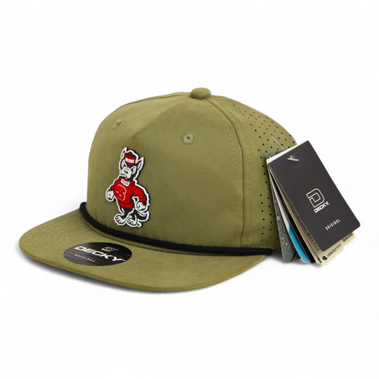 NC State Wolfpack Strutting Wolf 3D Perforated Rope Hat- Loden/ Black