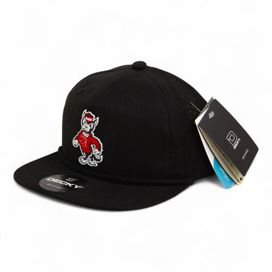 NC State Wolfpack Strutting Wolf 3D Perforated Rope Hat- Black