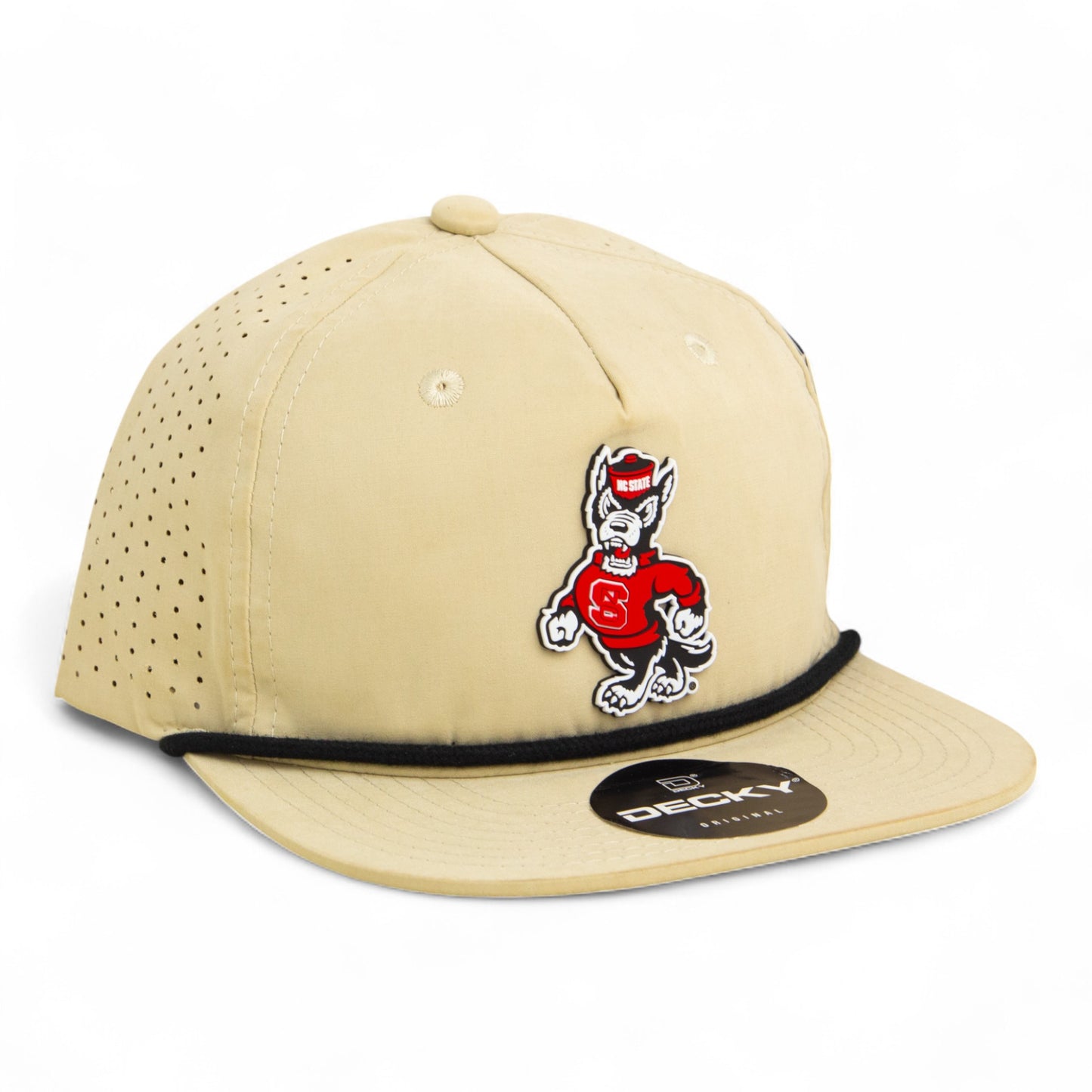 NC State Wolfpack Strutting Wolf 3D Perforated Rope Hat- Birch/ Black