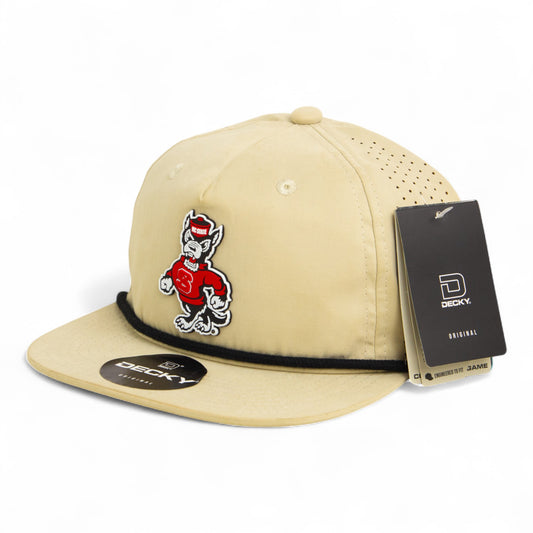NC State Wolfpack Strutting Wolf 3D Perforated Rope Hat- Birch/ Black