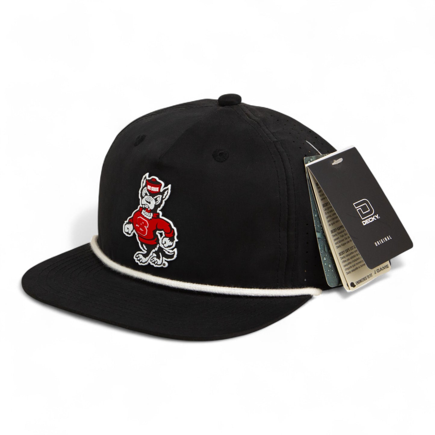 NC State Wolfpack Strutting Wolf 3D Perforated Rope Hat- Black/ White