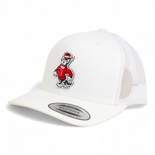 NC State Wolfpack Strutting Wolf 3D YP Snapback Trucker Hat- White