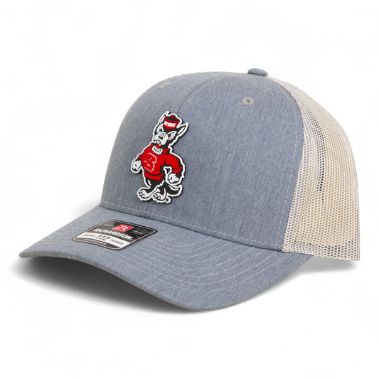 NC State Wolfpack Strutting Wolf 3D Snapback Trucker Hat- Heather Grey/ Light Grey