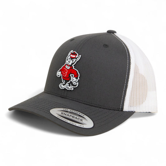 NC State Wolfpack Strutting Wolf 3D YP Snapback Trucker Hat- Charcoal/ White