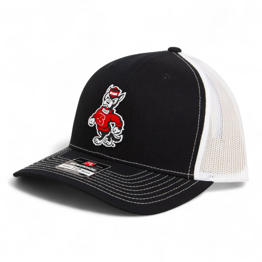 NC State Wolfpack Strutting Wolf 3D Snapback Trucker Hat- Black/ White
