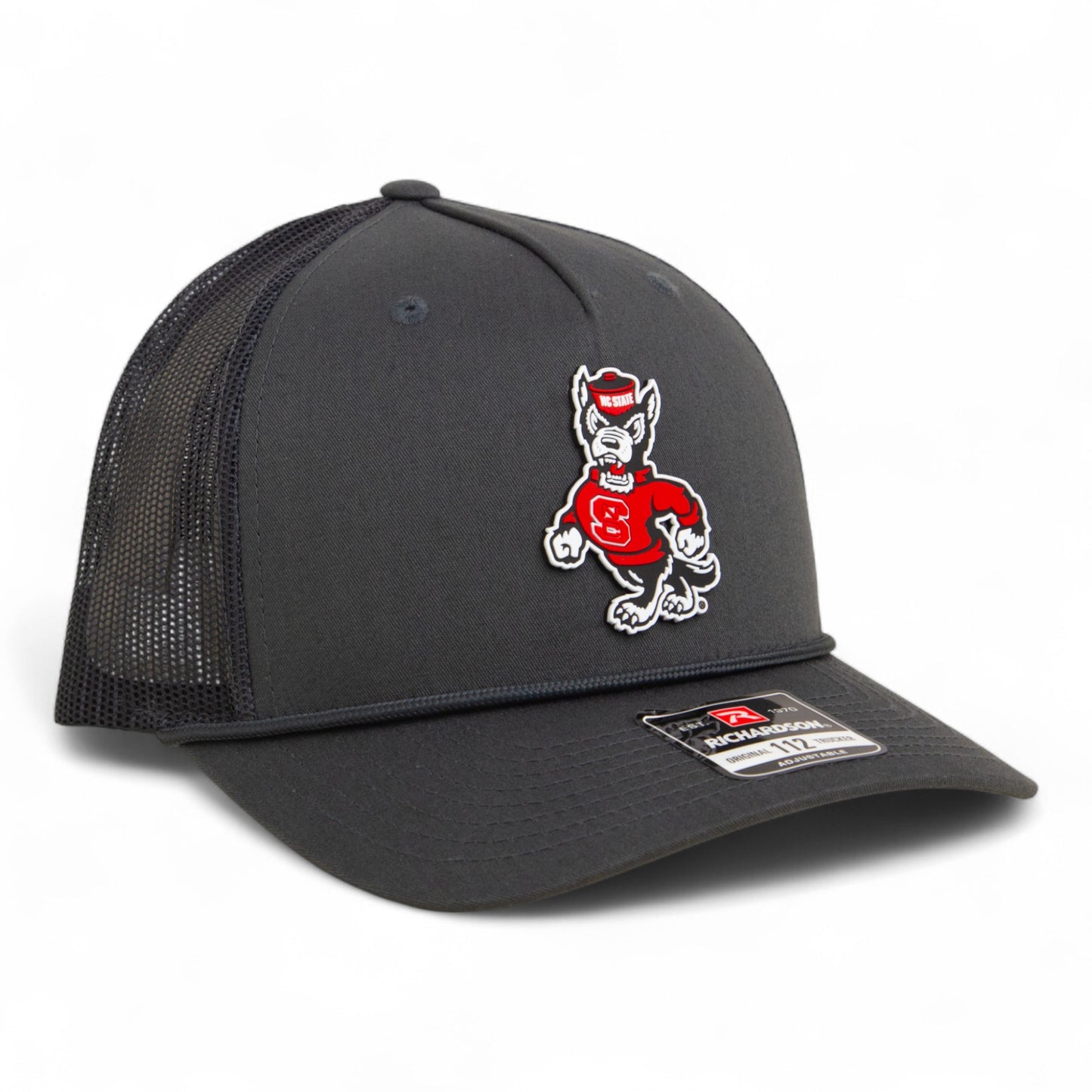 NC State Wolfpack Strutting Wolf 3D Snapback Trucker Rope Hat- Charcoal