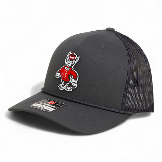NC State Wolfpack Strutting Wolf 3D Snapback Trucker Rope Hat- Charcoal