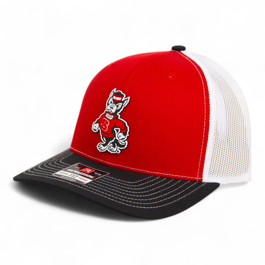 NC State Wolfpack Strutting Wolf 3D Snapback Trucker Hat- Red/ White/ Black