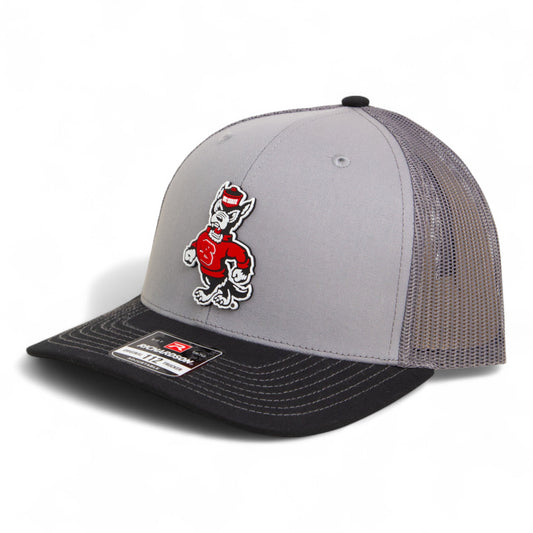 NC State Wolfpack Strutting Wolf 3D Snapback Trucker Hat- Grey/ Charcoal/ Black