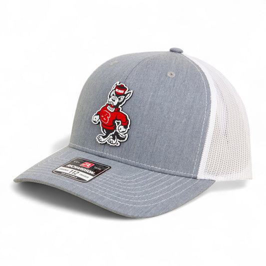 NC State Wolfpack Strutting Wolf 3D Snapback Trucker Hat- Heather Grey/ White