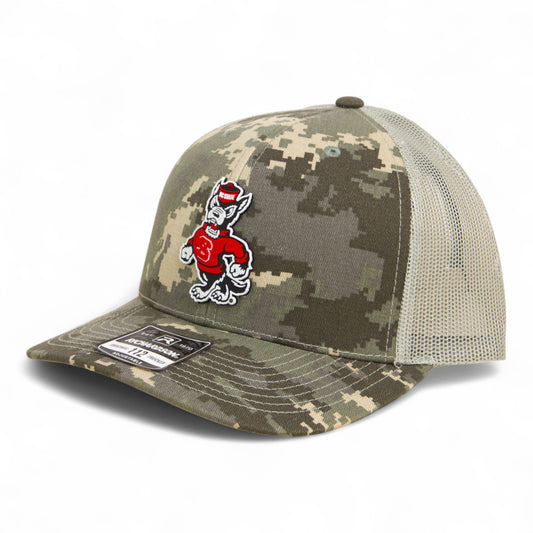 NC State Wolfpack Strutting Wolf 3D Snapback Trucker Hat- Military Digital Camo