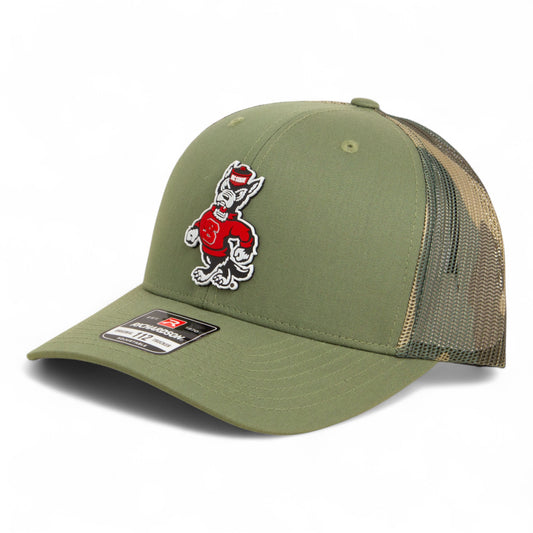 NC State Wolfpack Strutting Wolf 3D Snapback Trucker Hat- Loden/ Camo