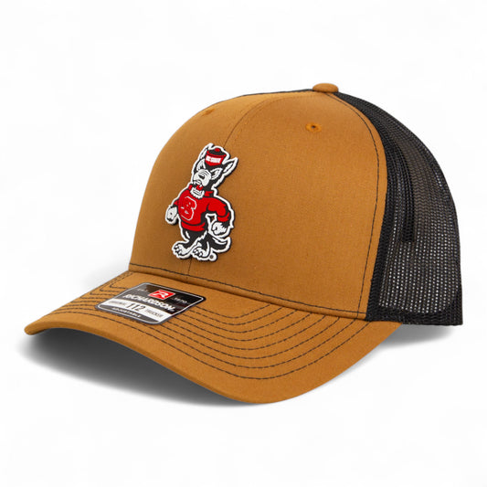 NC State Wolfpack Strutting Wolf 3D Snapback Trucker Hat- Carmel/ Black
