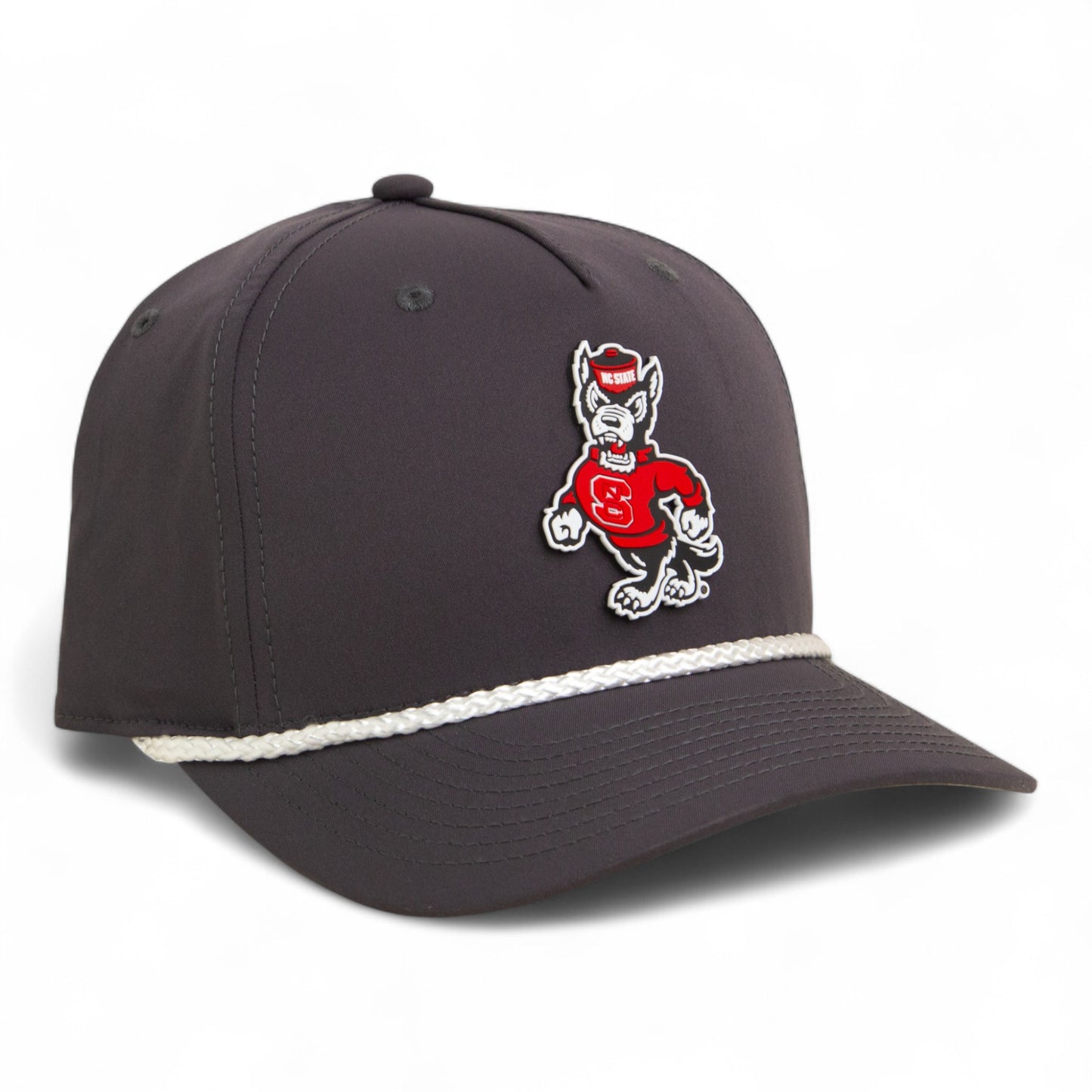 NC State Wolfpack Strutting Wolf 3D Five Panel Classic Rope Hat- Charcoal/ White