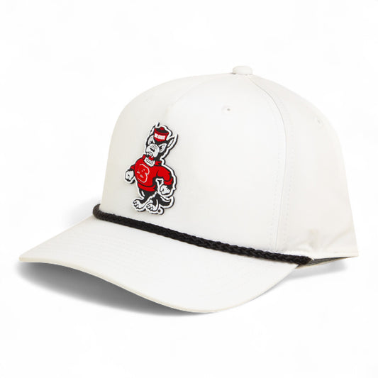 NC State Wolfpack Strutting Wolf 3D Five Panel Classic Rope Hat- White/ Black