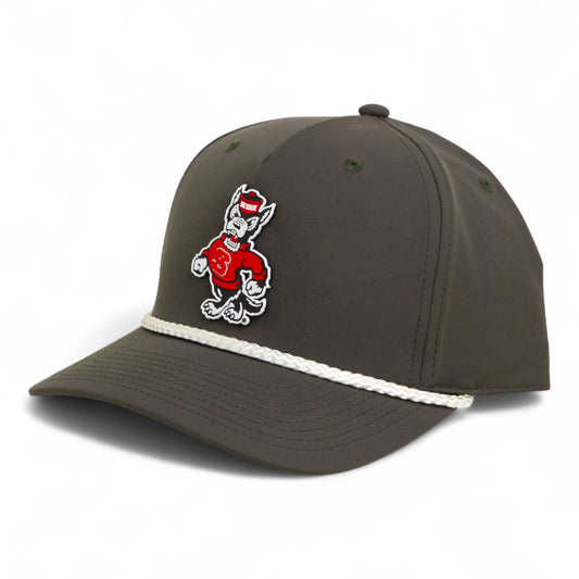 NC State Wolfpack Strutting Wolf 3D Five Panel Classic Rope Hat- Olive/ White