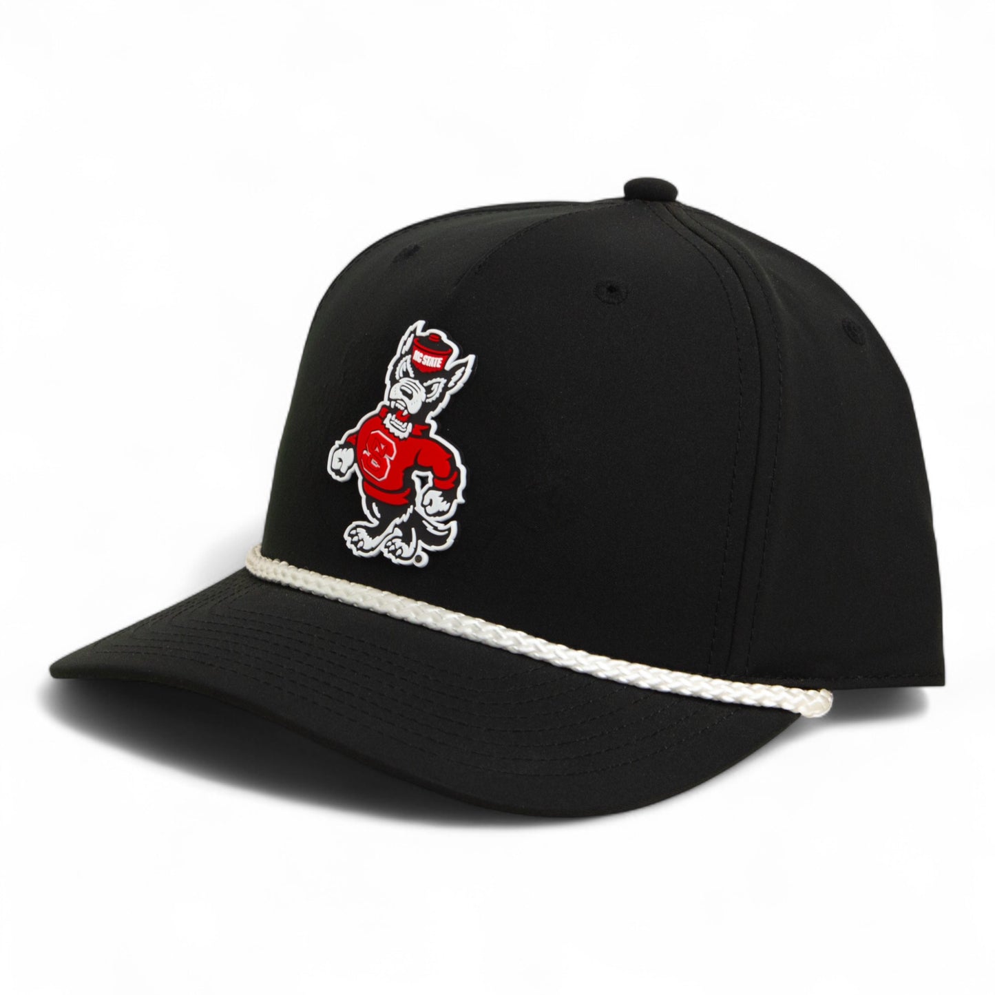 NC State Wolfpack Strutting Wolf 3D Five Panel Classic Rope Hat- Black/ White