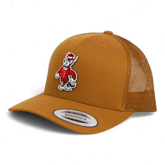 NC State Wolfpack Strutting Wolf 3D YP Snapback Trucker Hat- Caramel