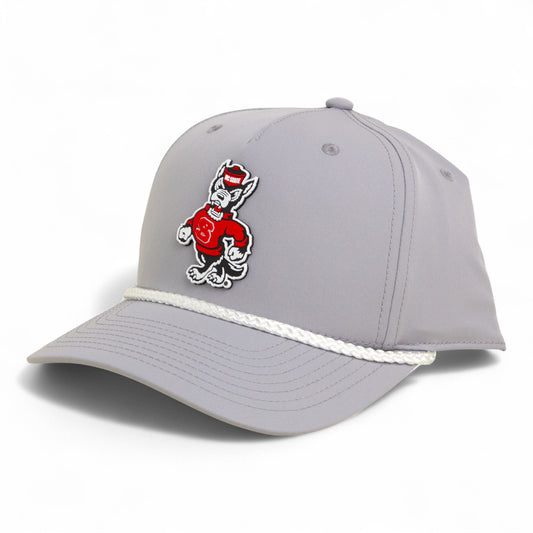 NC State Wolfpack Strutting Wolf 3D Five Panel Classic Rope Hat- Grey/ White