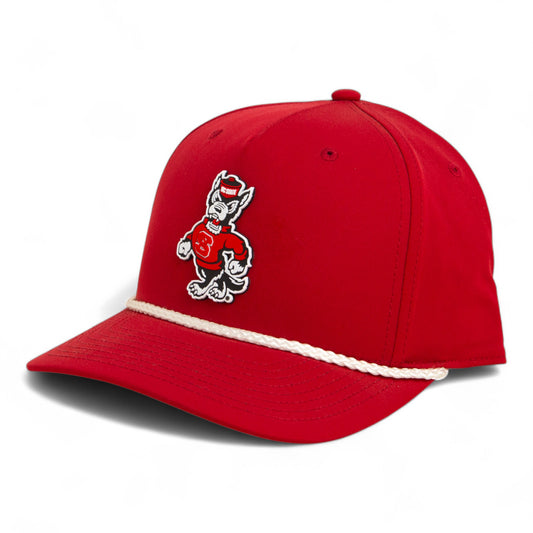 NC State Wolfpack Strutting Wolf 3D Five Panel Classic Rope Hat- Red/ White