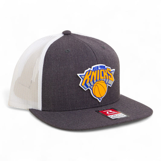 New York Knicks 3D Wool Blend Flat Bill Hat- Heather Charcoal/ White